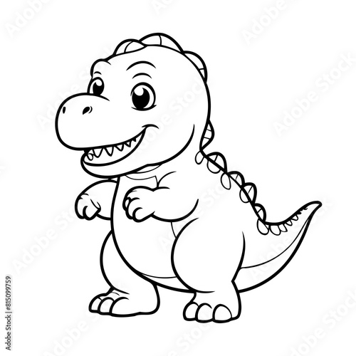 Vector illustration of a cute TRex drawing for kids page