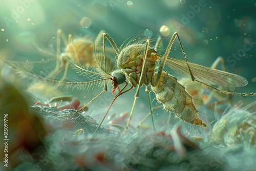 Detailed image of a mosquito on a piece of food, suitable for illustrating pest problems