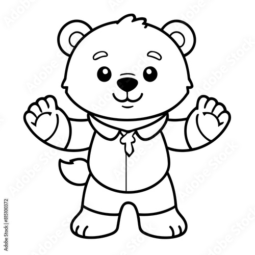 Vector illustration of a cute Bear drawing for toddlers coloring activity