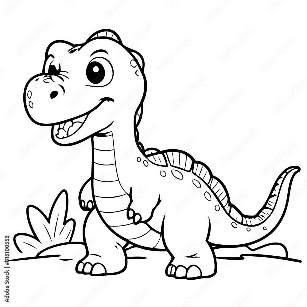 Vector illustration of a cute Dino drawing colouring activity Vector illustration of a cute Dino drawing colouring activity