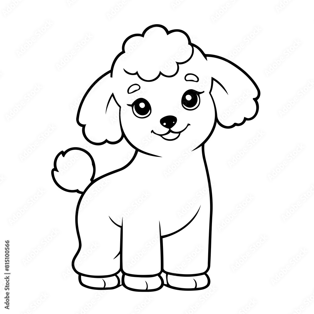 Vector illustration of a cute poodle doodle for toddlers worksheet