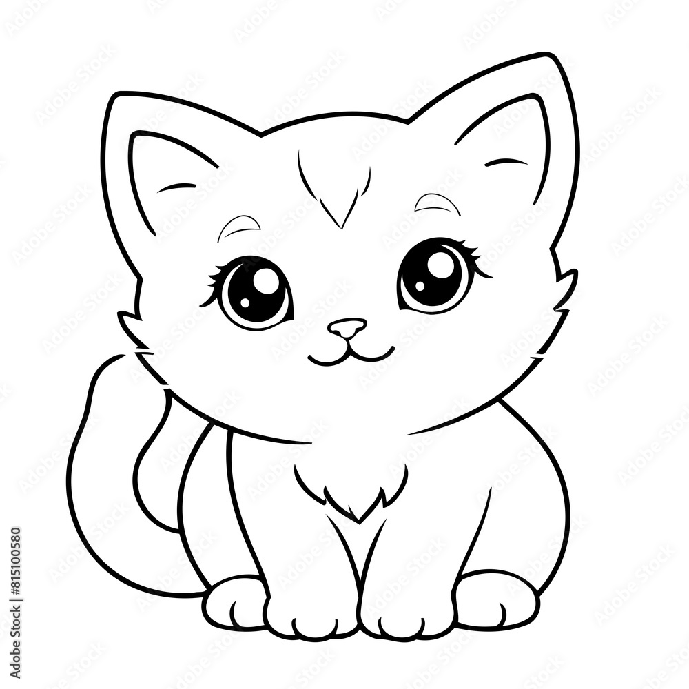 Cute vector illustration kitten drawing for kids colouring activity Cute vector illustration kitten drawing for kids colouring activity