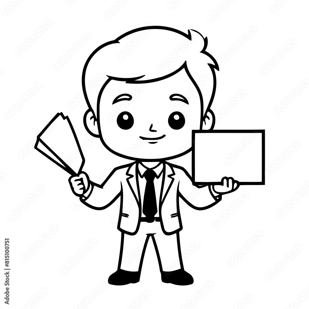 Cute vector illustration Businessman drawing colouring activity Cute vector illustration Businessman drawing colouring activity