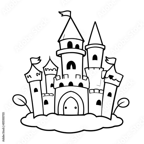 Wallpaper Mural Vector illustration of a cute castle doodle for toddlers coloring activity Torontodigital.ca
