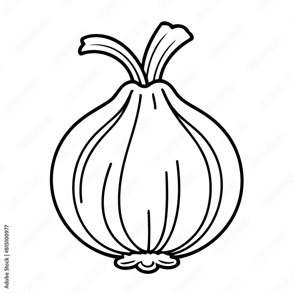 Vector illustration of a cute Onion drawing for kids page Vector illustration of a cute Onion drawing for kids page