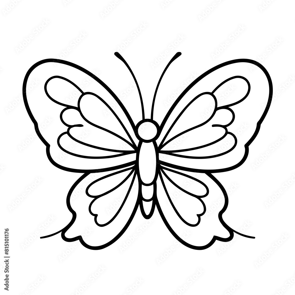 Simple vector illustration of Butterfly hand drawn for kids coloring page