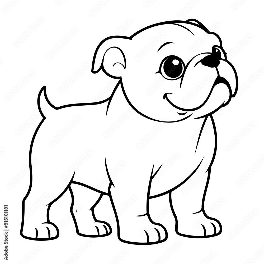 Vector illustration of a cute Bulldog drawing for kids colouring activity Vector illustration of a cute Bulldog drawing for kids colouring activity