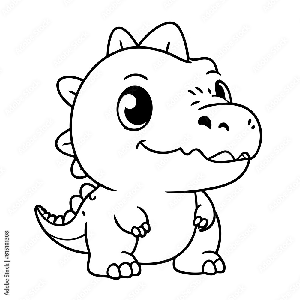 Cute vector illustration Dino drawing for kids page Cute vector illustration Dino drawing for kids page