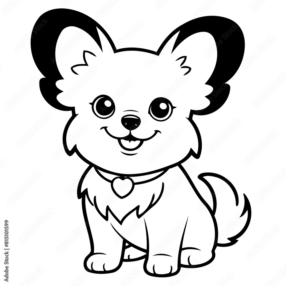 Simple vector illustration of Papillion drawing for toddlers book