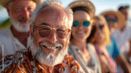 Smiling Group of Elderly Vacationers photo