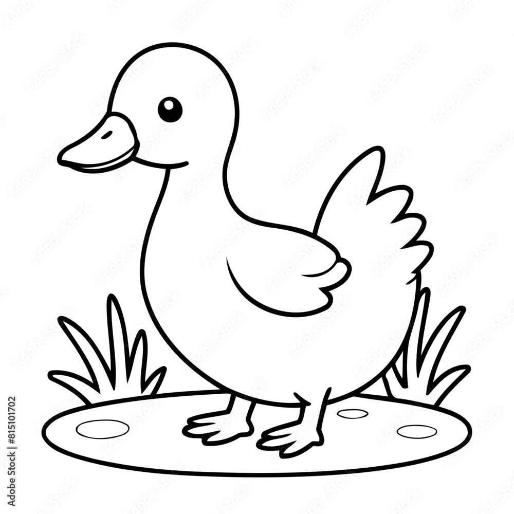 Obraz premium Simple vector illustration of Goose hand drawn for kids page
