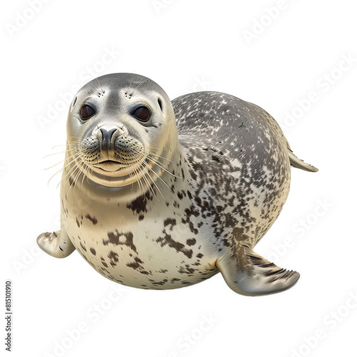 A common seal is seated on a plain white backdrop, a common seal isolated on transparent background