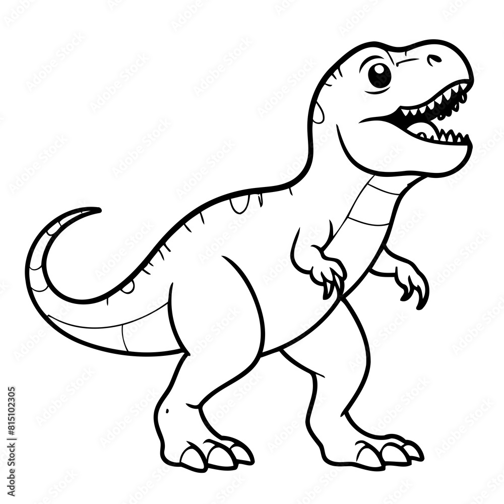 Vector illustration of a cute TRex drawing for children page Vector illustration of a cute TRex drawing for children page