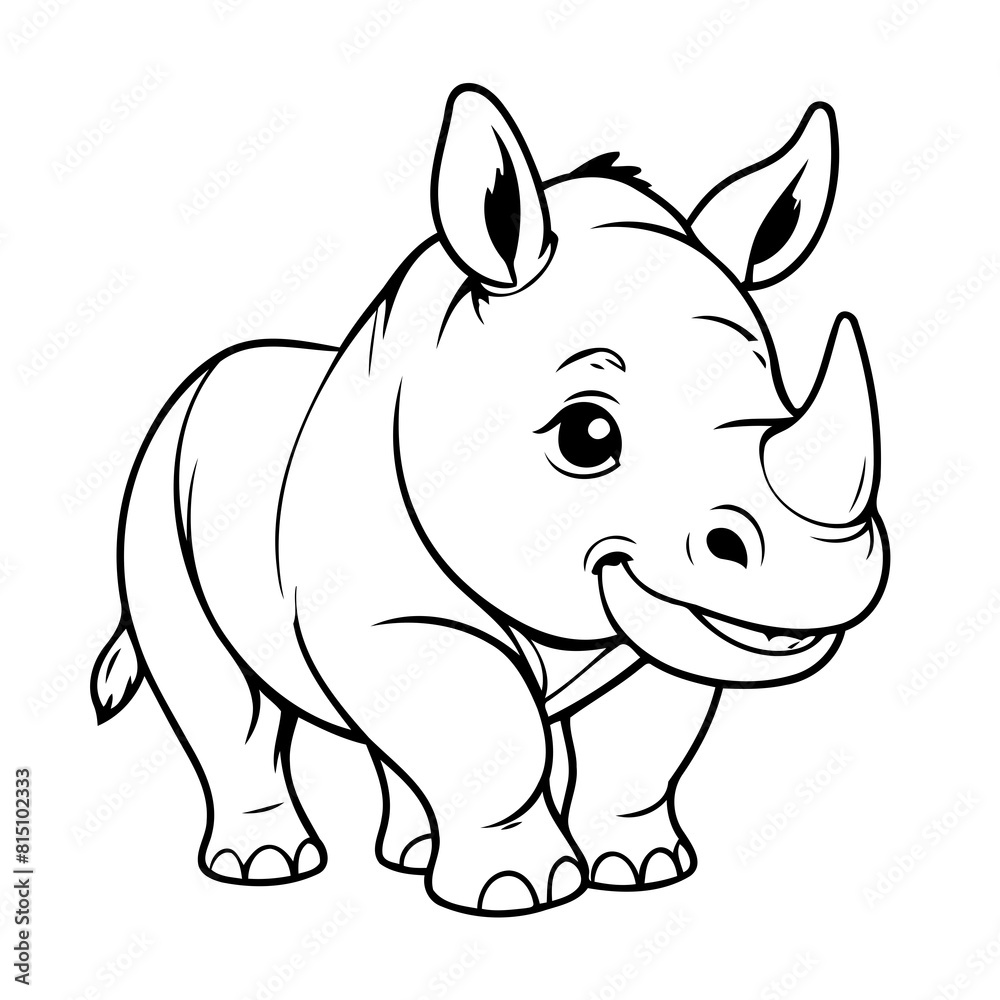 Simple vector illustration of Rhino for children colouring activity Simple vector illustration of Rhino for children colouring activity