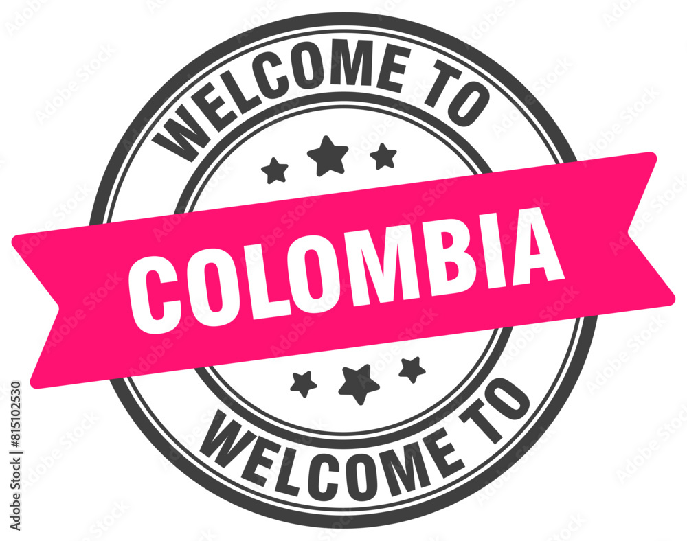 Welcome to Colombia stamp. Colombia round sign Welcome to Colombia stamp. Colombia round sign
