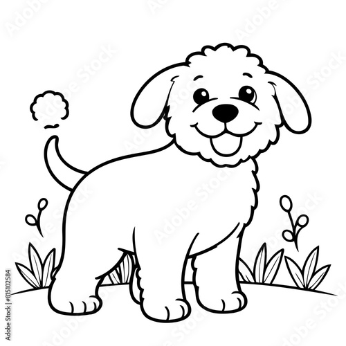 Cute vector illustration Labradoodle doodle for children worksheet