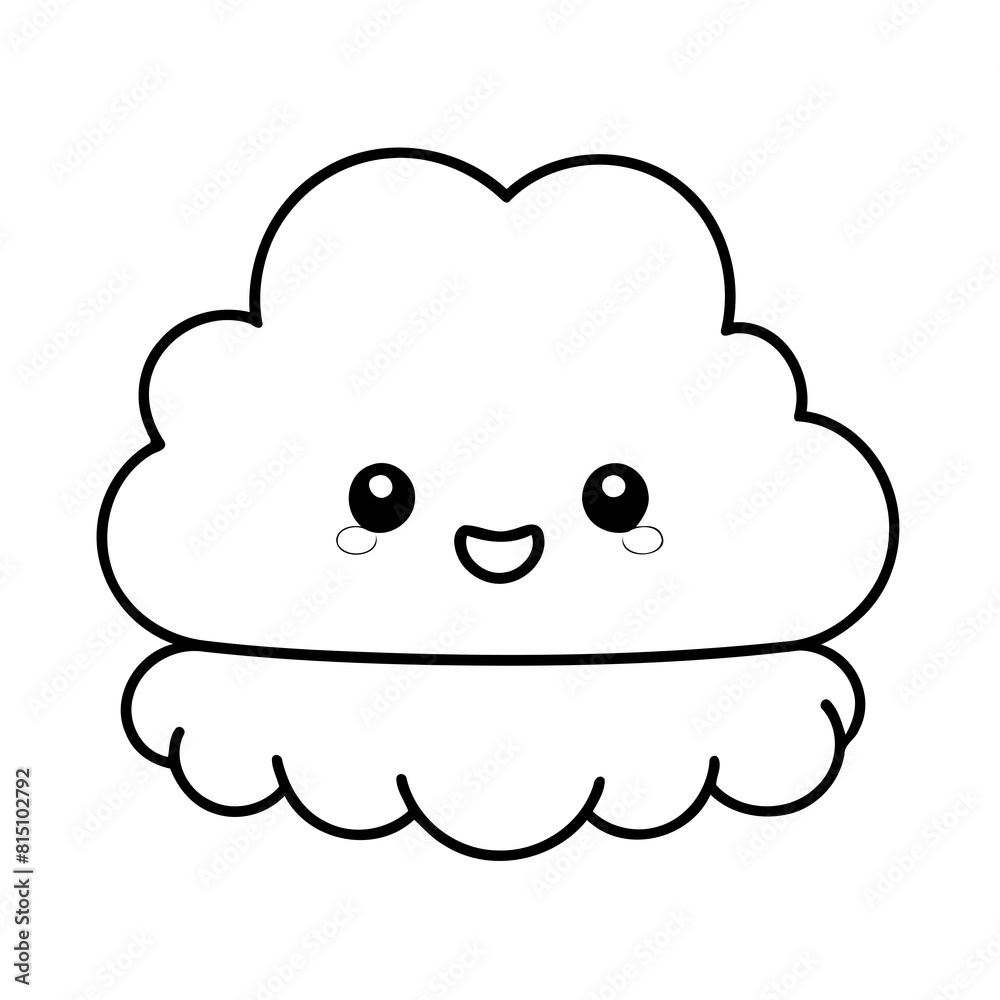 Simple vector illustration of Cloud drawing for toddlers coloring activity Simple vector illustration of Cloud drawing for toddlers coloring activity