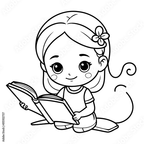 Cute vector illustration Girl for kids colouring page