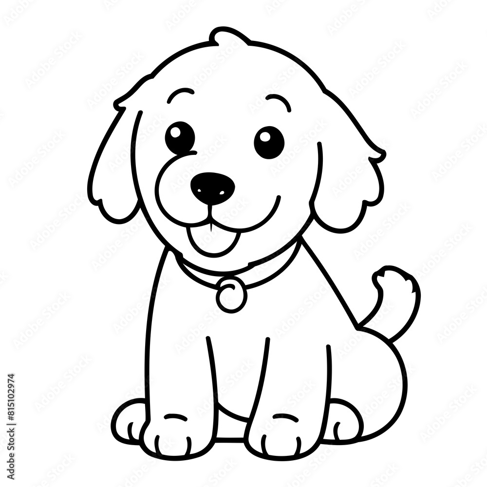 Cute vector illustration Labradoodle drawing for toddlers colouring page