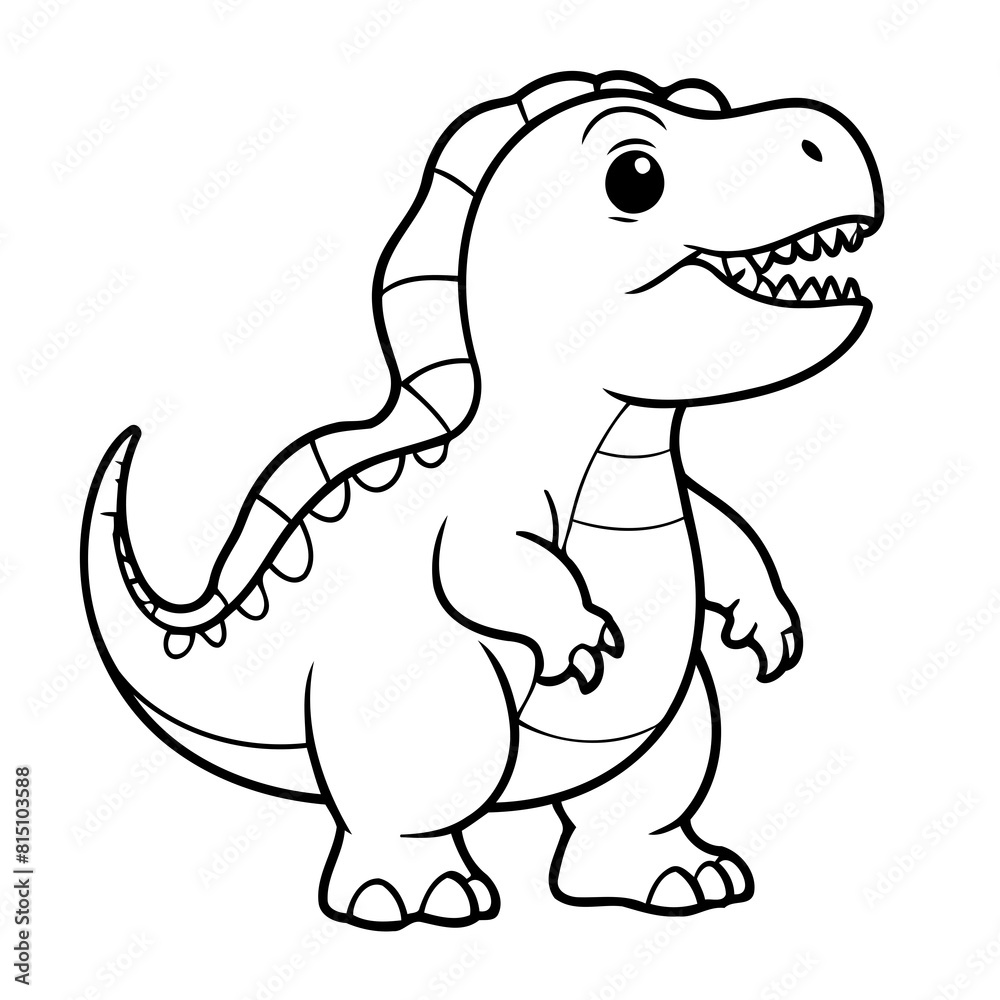 Cute vector illustration TRex hand drawn for kids coloring page Cute vector illustration TRex hand drawn for kids coloring page