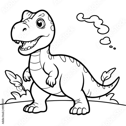 Simple vector illustration of TRex for toddlers colouring page