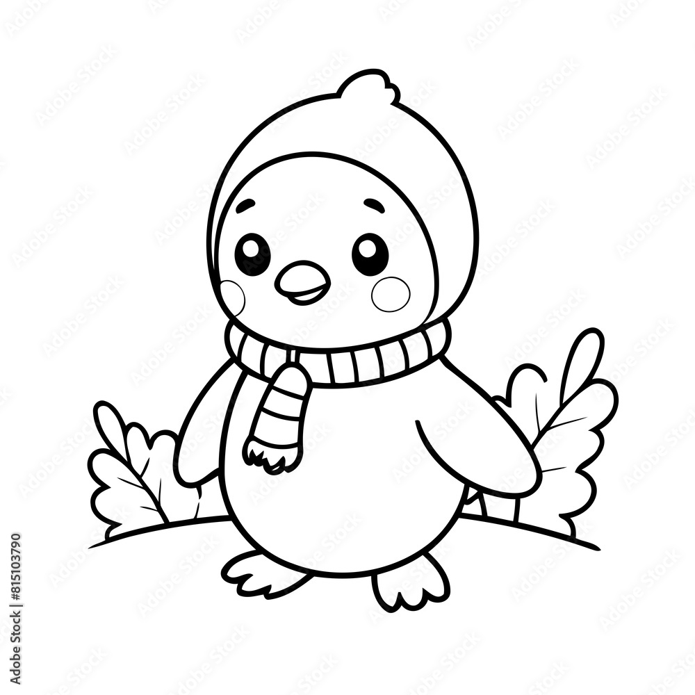 Cute vector illustration Penguin for kids colouring worksheet Cute vector illustration Penguin for kids colouring worksheet