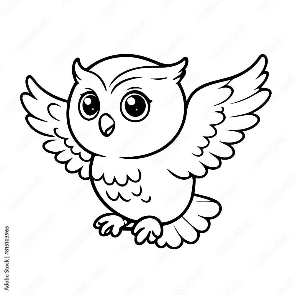 Simple vector illustration of Owl drawing for kids colouring activity Simple vector illustration of Owl drawing for kids colouring activity