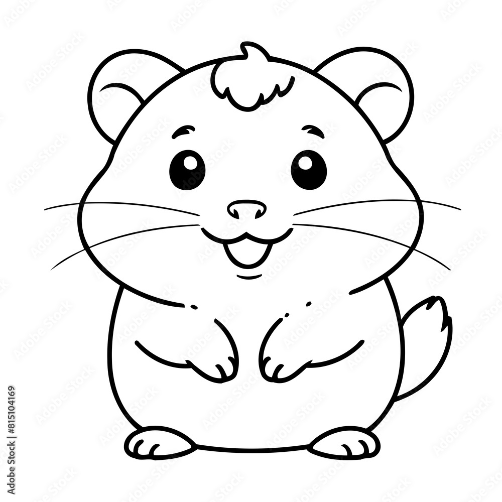 Vector illustration of a cute Hamster drawing colouring activity Vector illustration of a cute Hamster drawing colouring activity