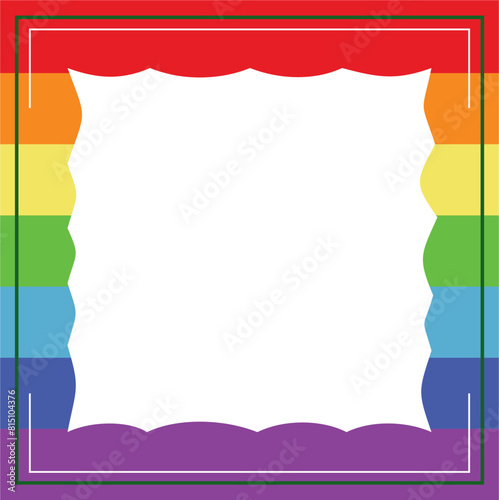 Rainbow and white background color with stripe line shape. Suitable for social media post and web internet ads. Template layout. Frame, boarder for text, picture, advertisement. Empty space.