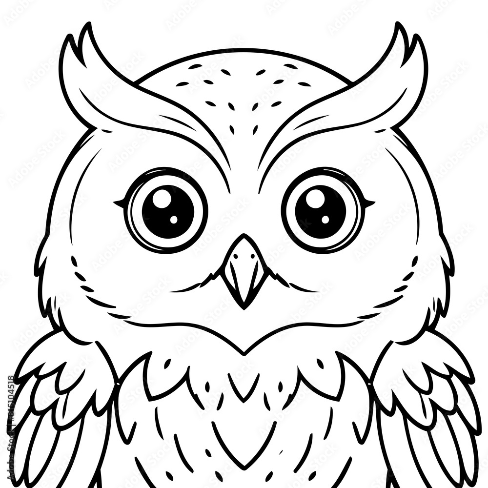 Vector illustration of a cute Owl drawing for toddlers colouring page Vector illustration of a cute Owl drawing for toddlers colouring page