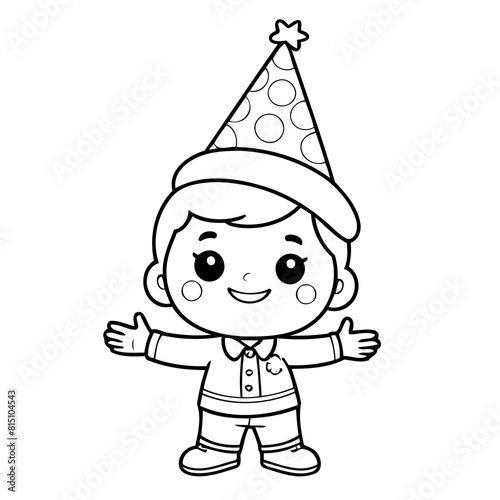 Vector illustration of a cute Boy drawing for toddlers coloring activity