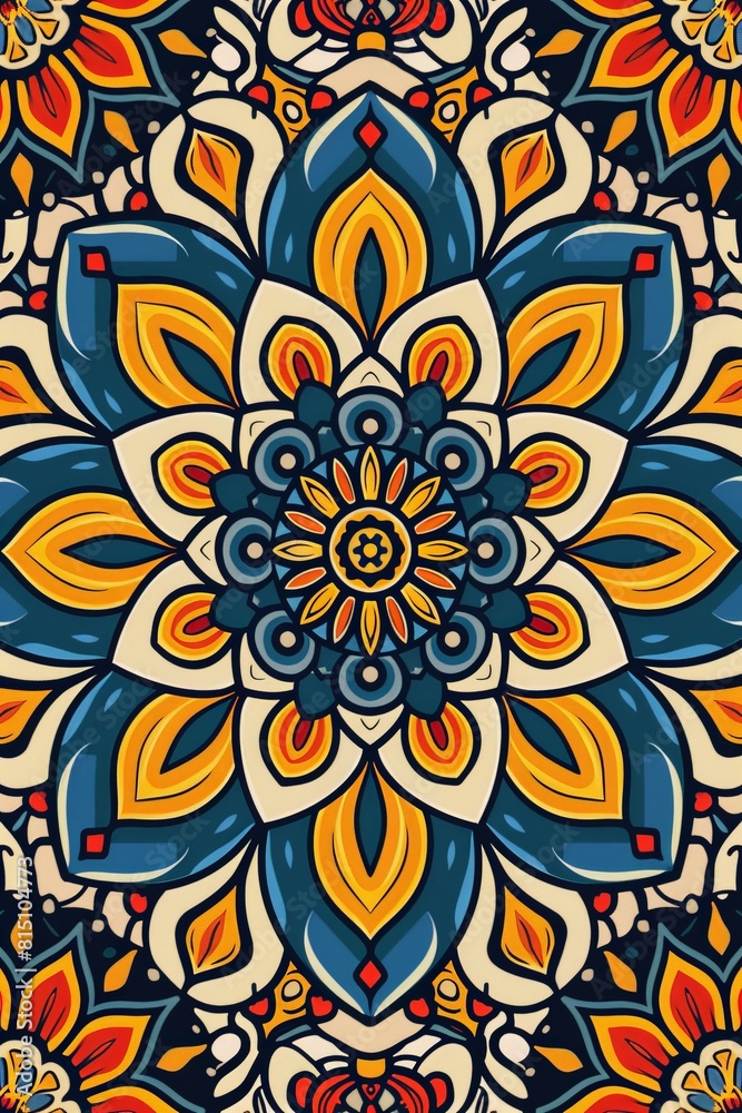 Colorful Mandala Pattern on Beige Background Colorful Mandala Pattern on Beige Background