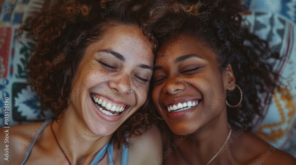 The joyful laughter of a lesbian couple, a symbol of love’s freedom. The joyful laughter of a lesbian couple, a symbol of love’s freedom.