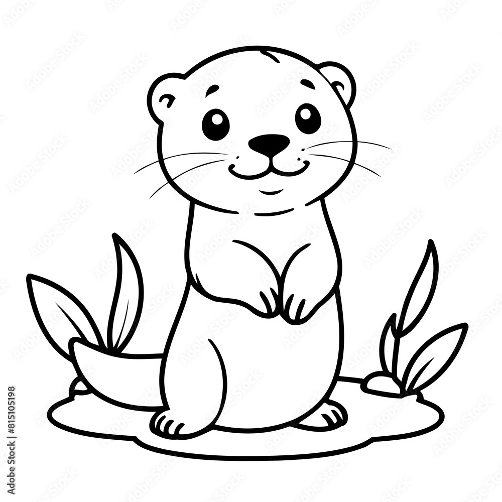 Cute vector illustration otter drawing for toddlers colouring page Cute vector illustration otter drawing for toddlers colouring page