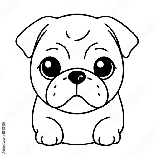 Simple vector illustration of Pug drawing for kids colouring activity