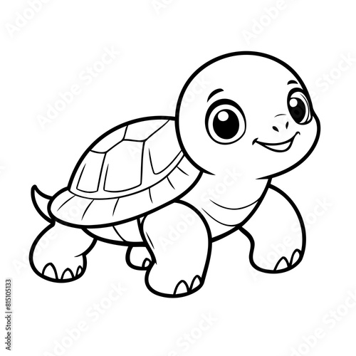 Vector illustration of a cute turtle drawing for toddlers colouring page