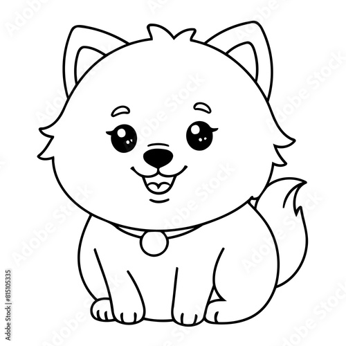 Cute vector illustration Wolf drawing for kids colouring page