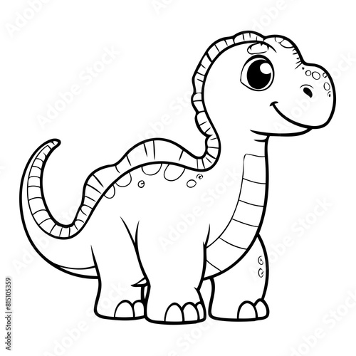 Vector illustration of a cute Dino drawing for kids page