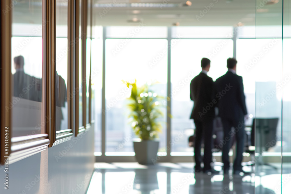 Modern business space and business people in the distance Modern business space and business people in the distance