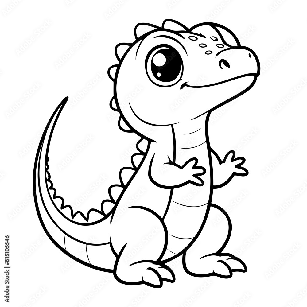 Fototapeta premium Cute vector illustration Lizard drawing for toddlers colouring page