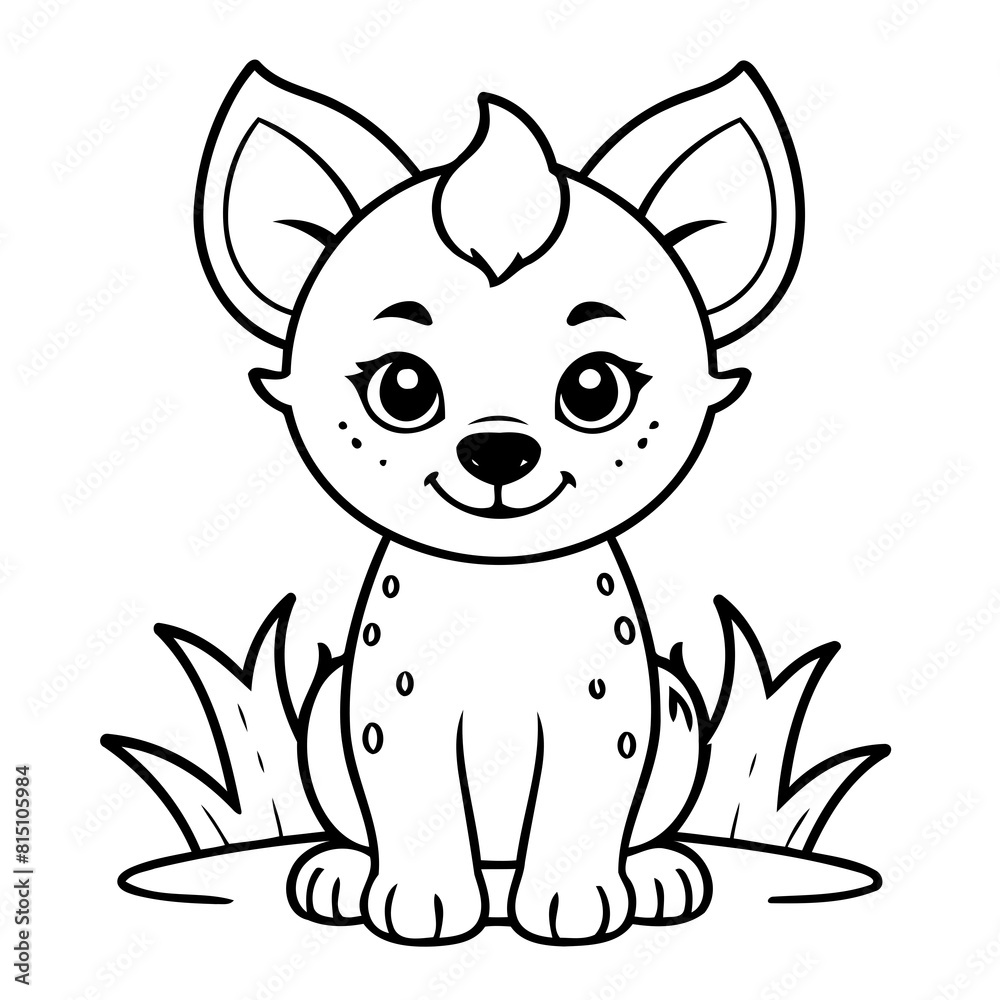 Vector illustration of a cute Hyena doodle for toddlers colouring page Vector illustration of a cute Hyena doodle for toddlers colouring page