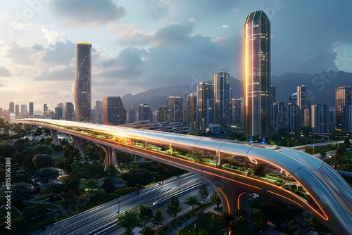 Futuristic Cityscape Hyperloop Stations Revolutionizing Urban Transport and Connectivity