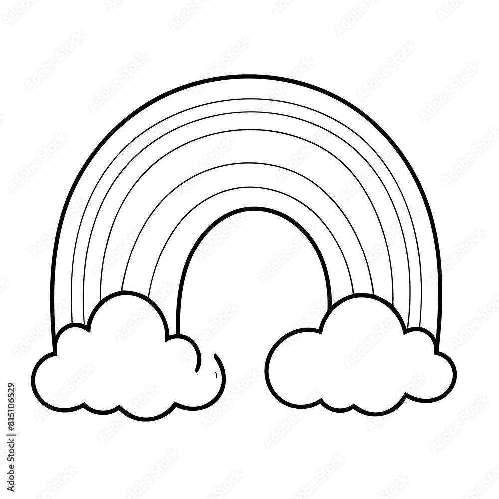 Simple vector illustration of Rainbow drawing for kids colouring activity Simple vector illustration of Rainbow drawing for kids colouring activity