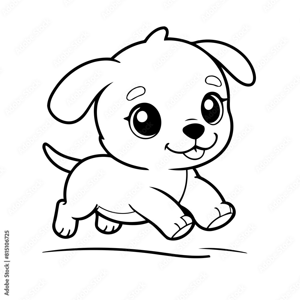 Fototapeta premium Vector illustration of a cute Puppy doodle for kids colouring page