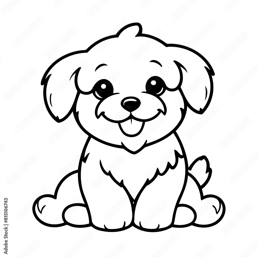 Vector illustration of a cute Havanese drawing colouring activity Vector illustration of a cute Havanese drawing colouring activity