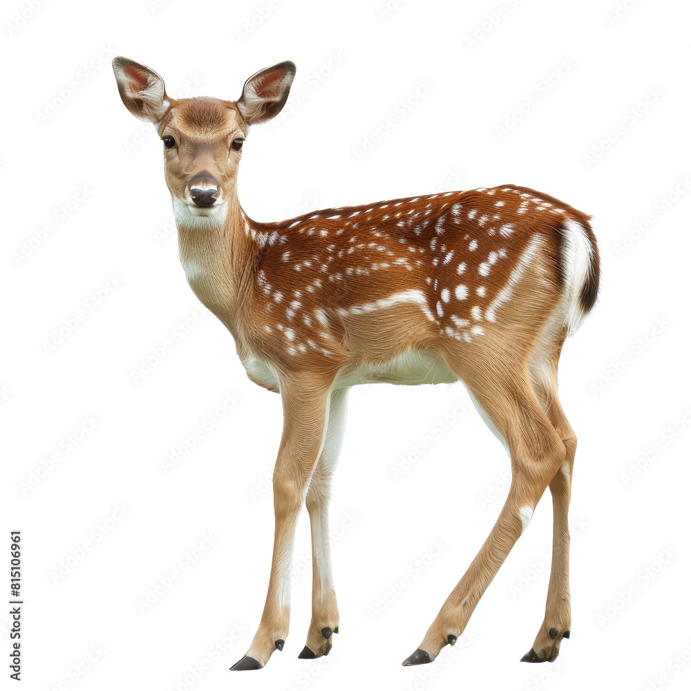A fawn is standing in front of a Png background, a Beaver Isolated on a whitePNG Background A fawn is standing in front of a Png background, a Beaver Isolated on a whitePNG Background