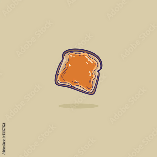 Cute funny bread with jam character. Vector flat line cartoon kawaii character illustration icon.