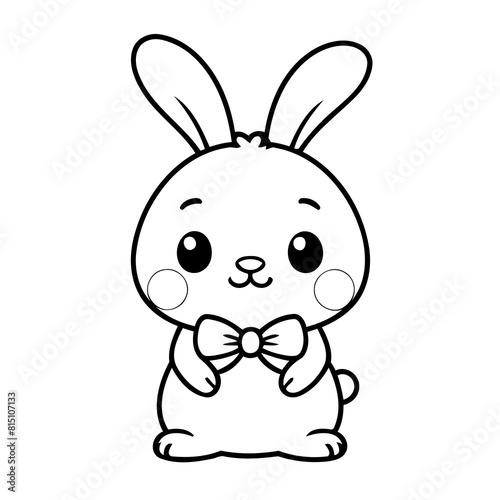 Cute vector illustration Bunny drawing for toddlers colouring page
