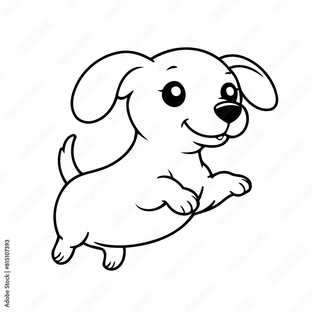 Cute vector illustration Dachshund drawing for kids colouring activity Cute vector illustration Dachshund drawing for kids colouring activity