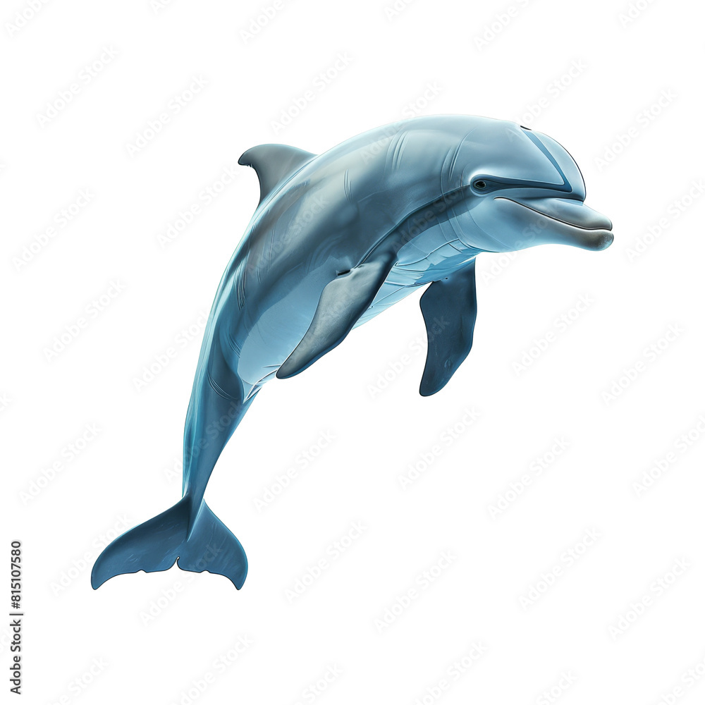 Obraz premium A blue dolphin gracefully swims on a Png background, a dolphin isolated on transparent background